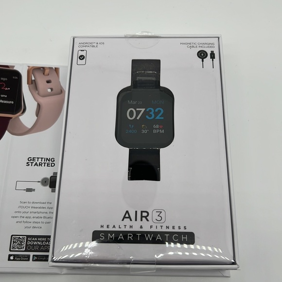 ITOUCH Air 3 Unisex Heart Rate Black Strap Smart Watch 44mm - Picture 5 of 6